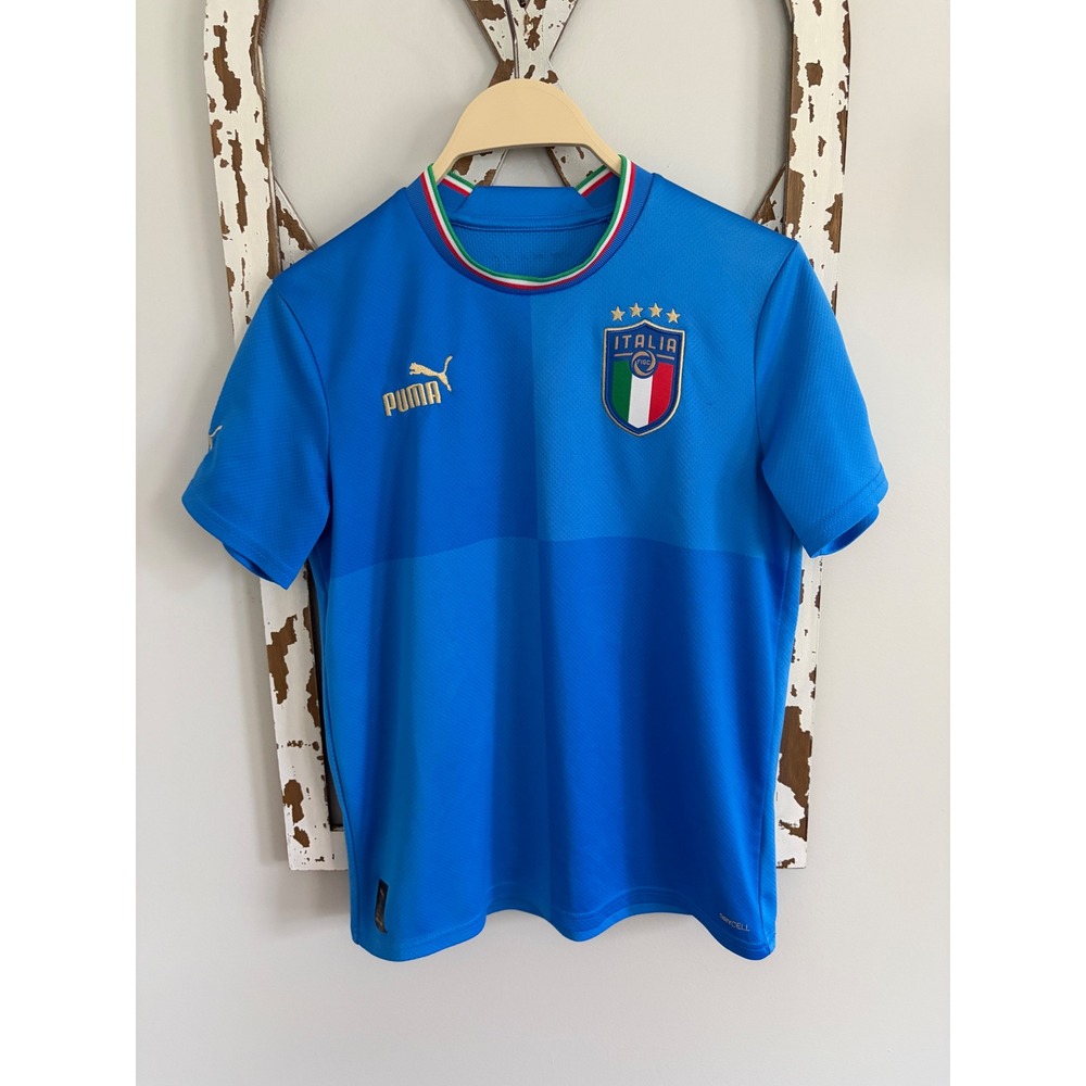 Puma Italy 2022 Home Soccer Jersey Blue FIGC Football Shirt Size Large Youth